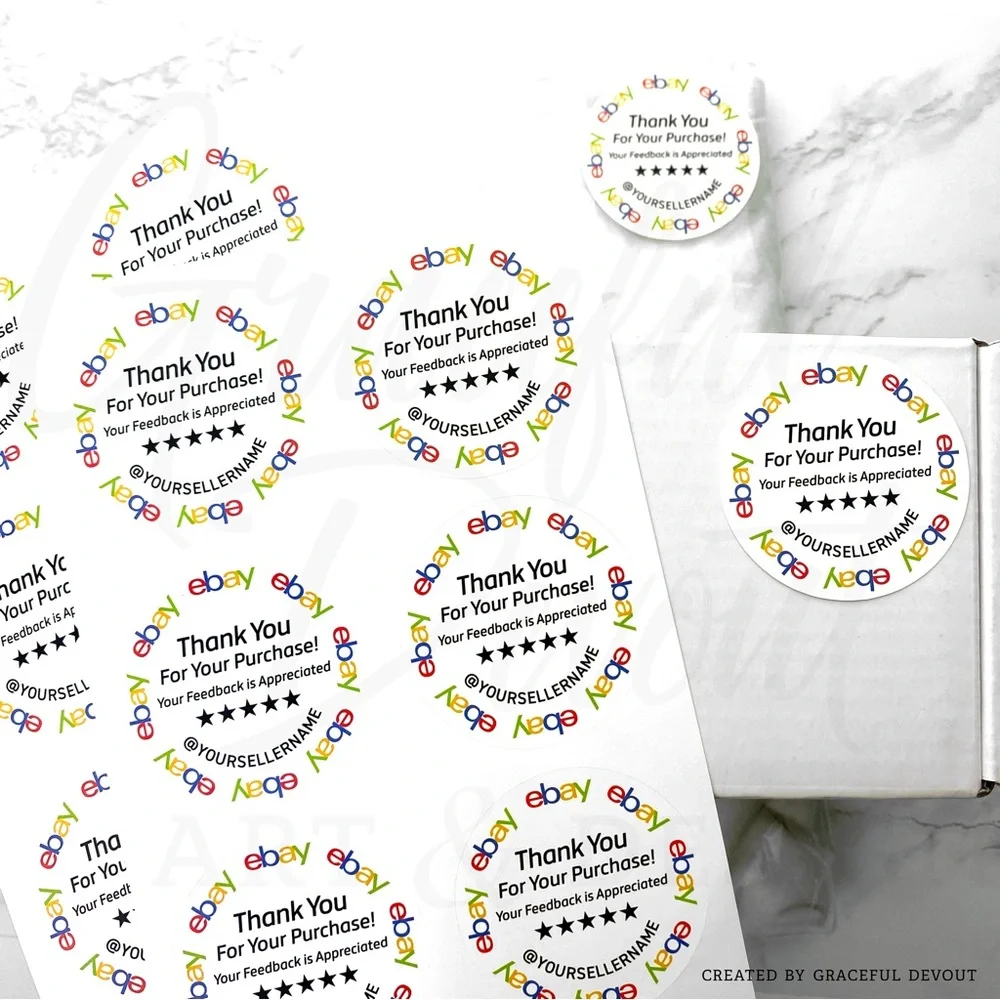 Ebay- 2" (inches) Thank You Round Sticker (96ct.) [GD35-96] - Picture 4 of 6